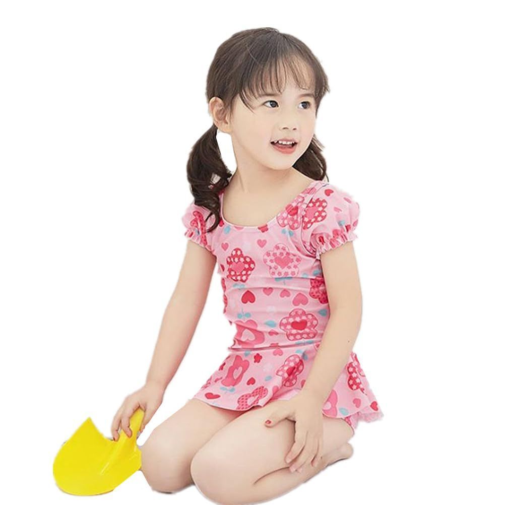  人気  [sweet mimi store] 子供水着 ワンピース ベビーみずぎ 女児 女の子 水着 ワンピース 帽子付き スイミング ウェアキッズ スイムウェア 旅行温泉 ワンピース