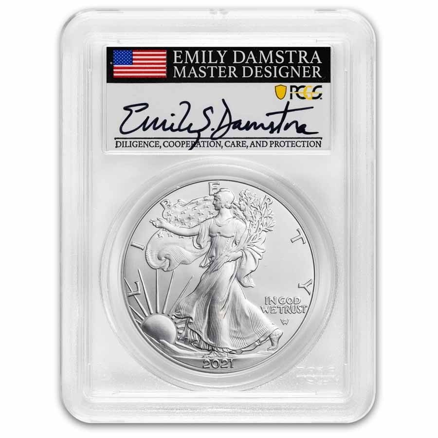 2021 American Silver Eagle Type 2 MS-70 PCGS FS Damstra