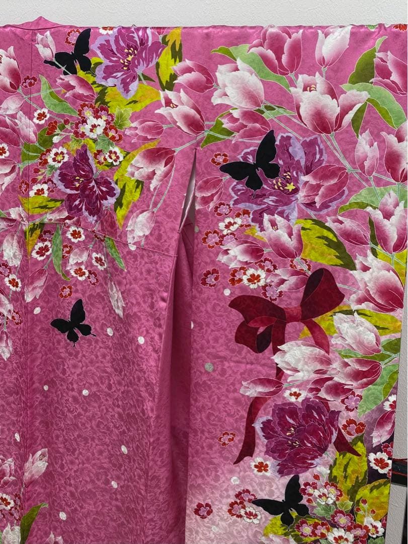 コラボ振袖 RisaHirako 刺繍 紋意匠 身丈169cm 撥水加工済 洋花