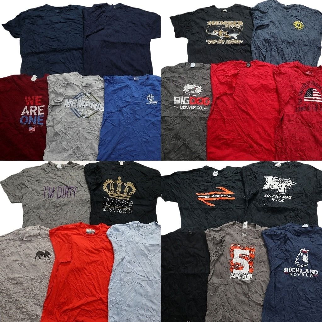 古着卸 まとめ売り カラーmix プリント 半袖Tシャツ 20枚セット (メンズ XL ) チームロゴ 英字プリント 星条旗 無地 中古 古着 MY9552