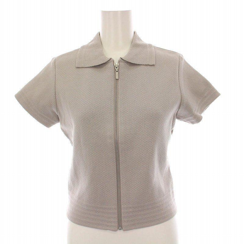 フォクシー FOXEY ニット シャツ ジップアップ 半袖 38 グレー