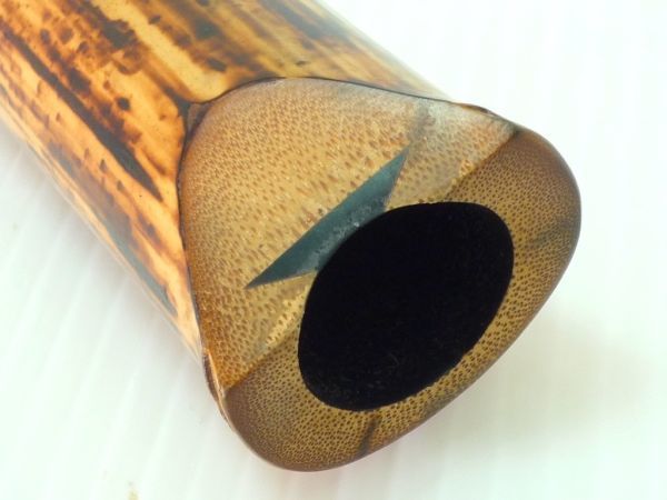 竹治銘 尺八 銀太巻 竹製 骨董 約42.5cm 歌口水牛 中継ぎ 内側漆