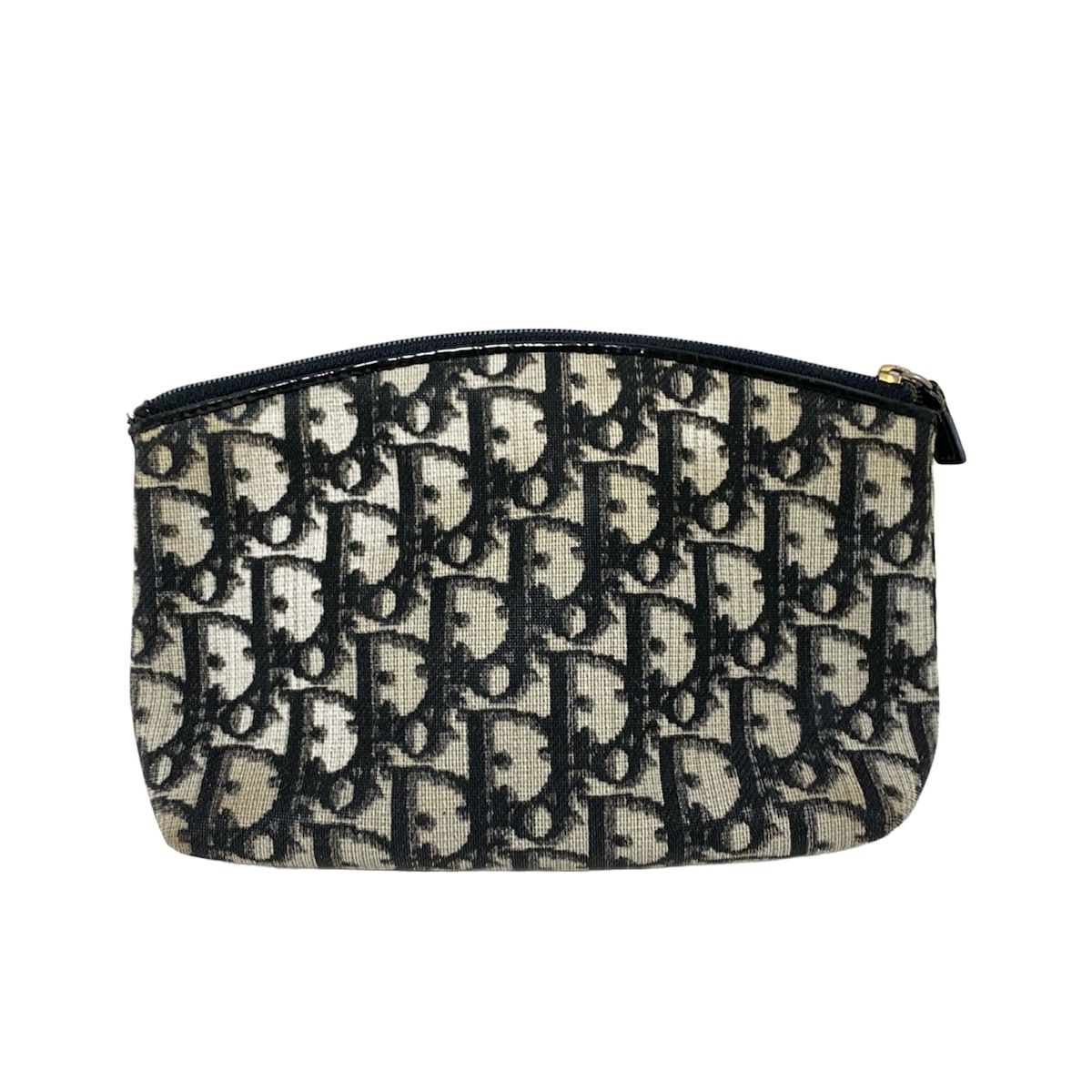DIOR ChristianDior ディオール クリスチャンディオール ポーチ ロゴグラム 黒×ダークグレー×ベージュ