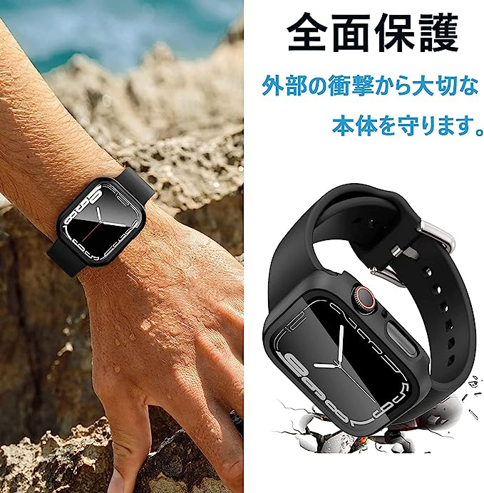 Apple Watch カバー 45mm ブラック アップルウォッチ8 7ケース - 通販