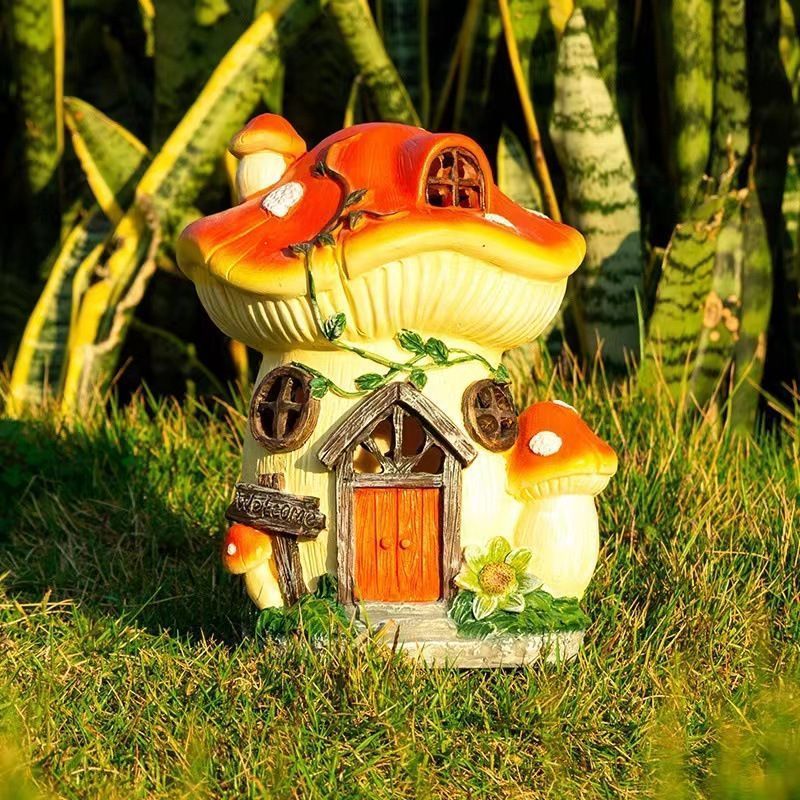 新品 キノコハウスのガーデンライト ソーラーライト搭載 装飾品