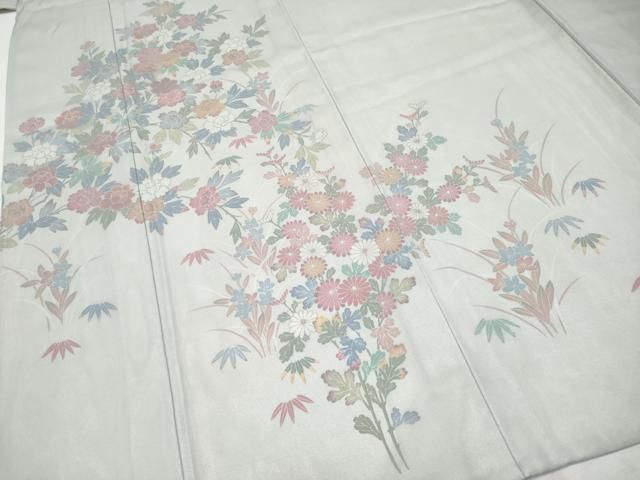 平和屋着物□極上 訪問着 紗袷 枝花文 千草鼠色地 逸品 未使用