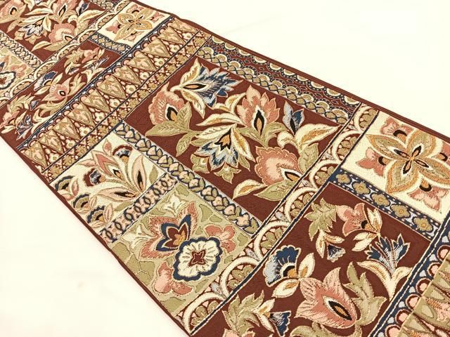 平和屋着物◎六通柄袋帯 唐織 更紗花文 金糸 正絹 逸品