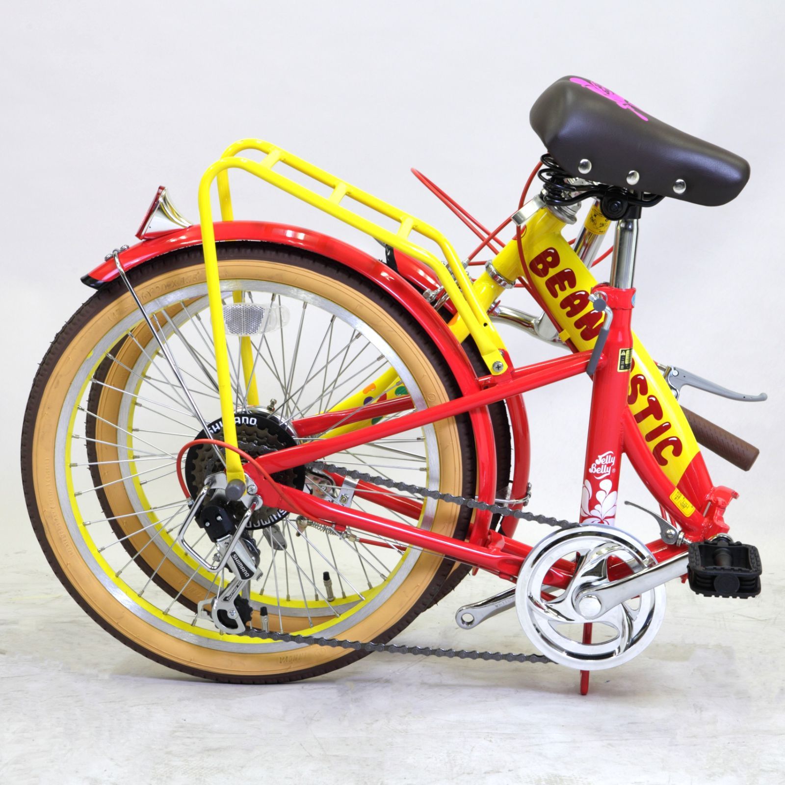折りたたみ自転車 レッド V字型ハンドル 昭和レトロ 折りたたみ自転車 レッド V字型ハンドル 昭和レトロ 折りたたみ自転車