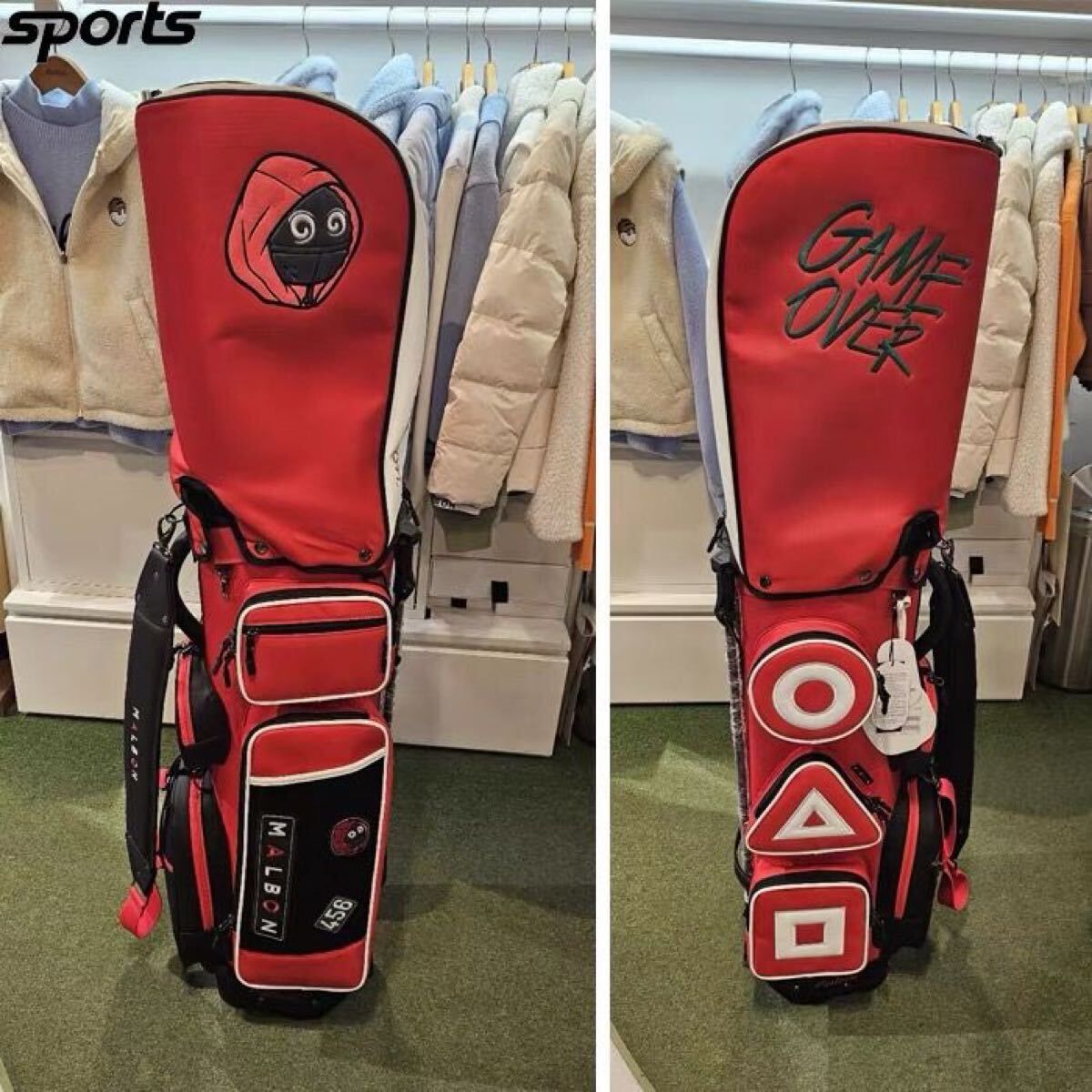 マルボンゴルフバッグ malbon golf キャディバッグ キャディーバック 赤