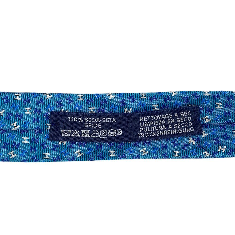 ■未使用■　エルメス ネクタイ ビジネス メンズ シルク ブルー 箱 【351778】8 □未使用□ エルメス ネクタイ ビジネス メンズ シルク ブルー 箱