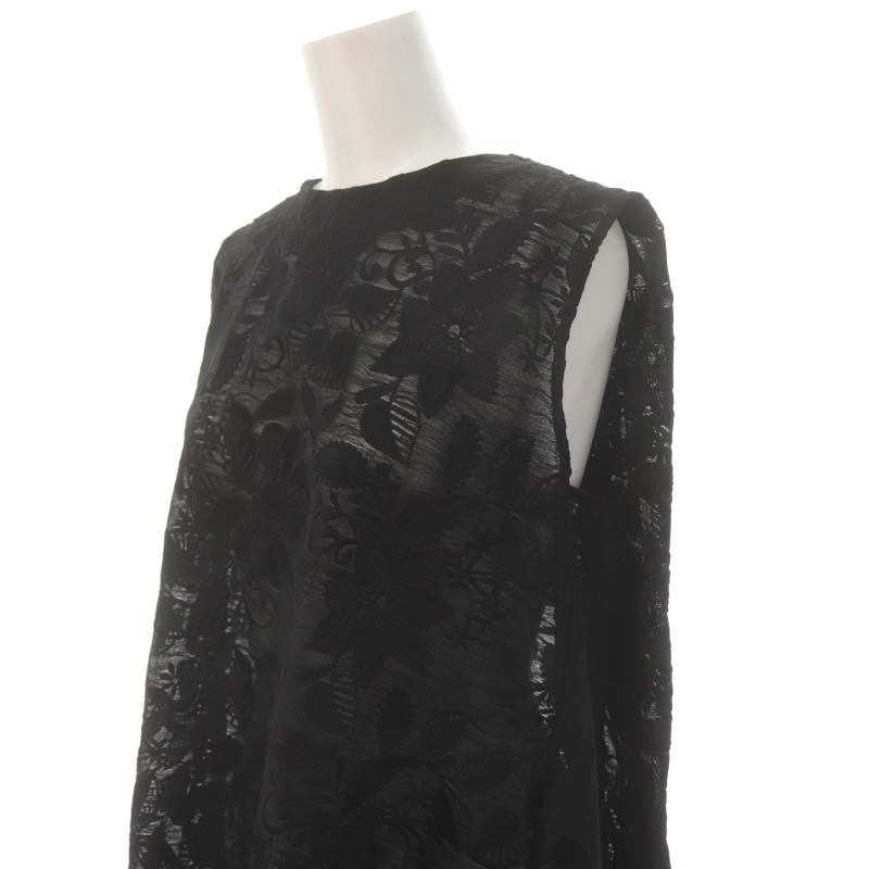 アドーア ADORE 22AW フロッグレースワンタックレースブラウス ノースリーブ シアー シースルー 38 M 黒 ブラック /AT ■OS レディース アドーア ADORE 22AW フロッグレースワンタックレースブラウス