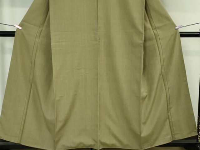 平和屋本店□極上 本場結城紬 重要無形文化財 色無地 利休茶色地 証明