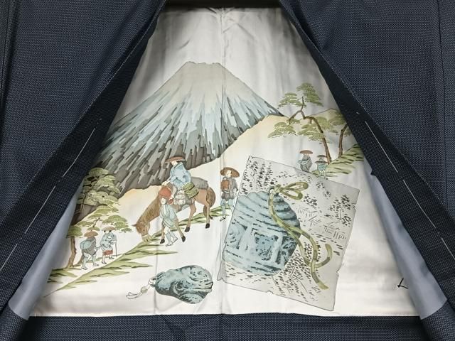 平和屋着物○男性 紬 アンサンブル 亀甲絣 正絹 逸品 未使用