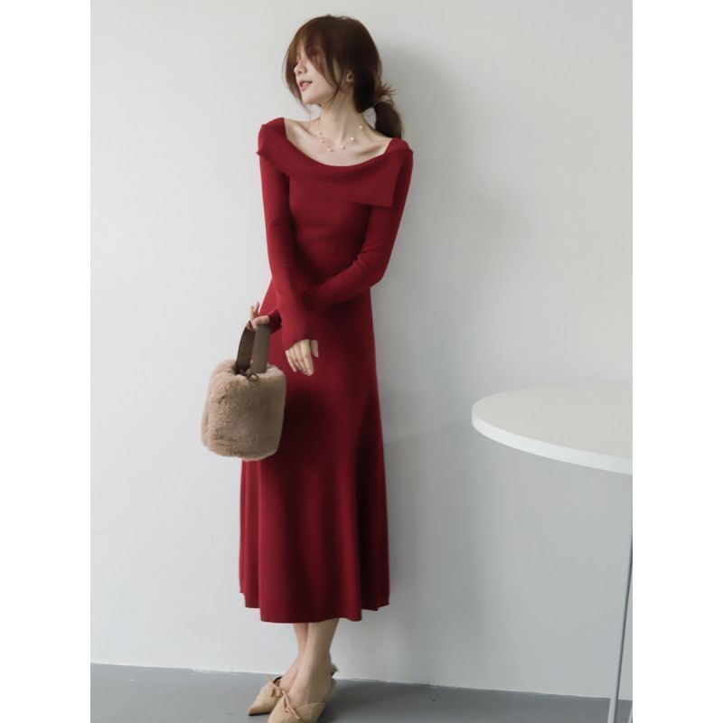 ニットワンピース レディース ロングワンピース 長袖 ニット オフショルダー 長袖ワンピース Aライン ロング丈 エレガント せ 通勤 秋冬 体型カバー お呼ばれ フォーマル シンプル 柔らかい xkmilyx102 DZ20 STEELWINDOWSANDDOORS_COM
