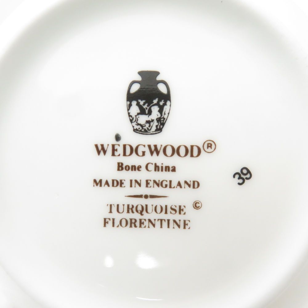  ウェッジウッド フロレンティーンターコイズ クリーマー＆シュガーポット 2点 セット 砂糖 ボックス ミルク ピッチャー クリーマー コーヒー ティーカップ