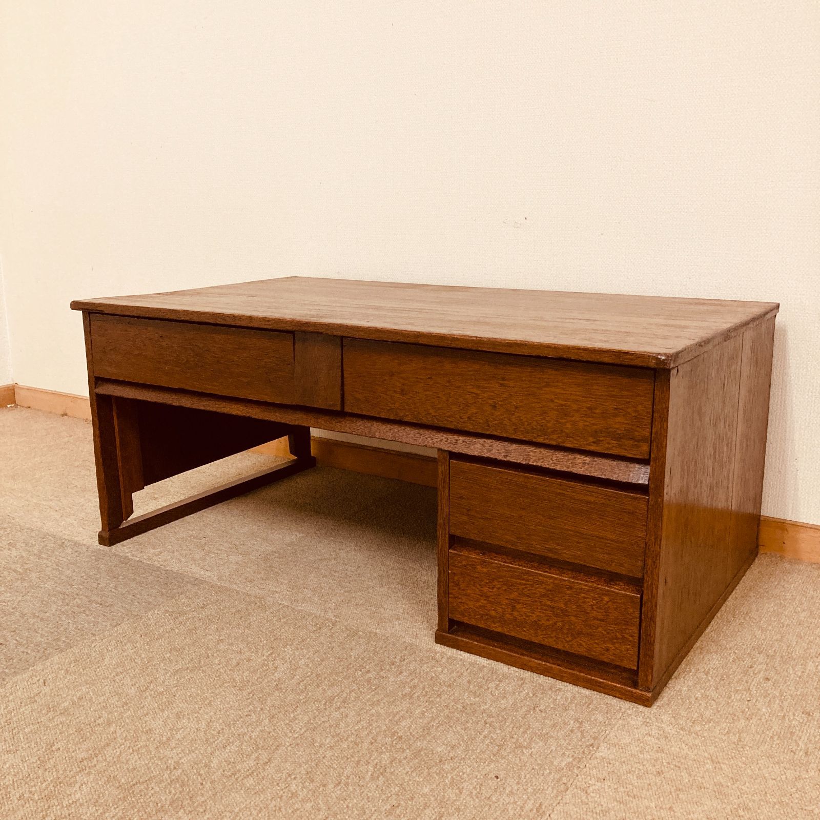 昭和レトロ 文机ローデスク引出し2杯ローボードにも