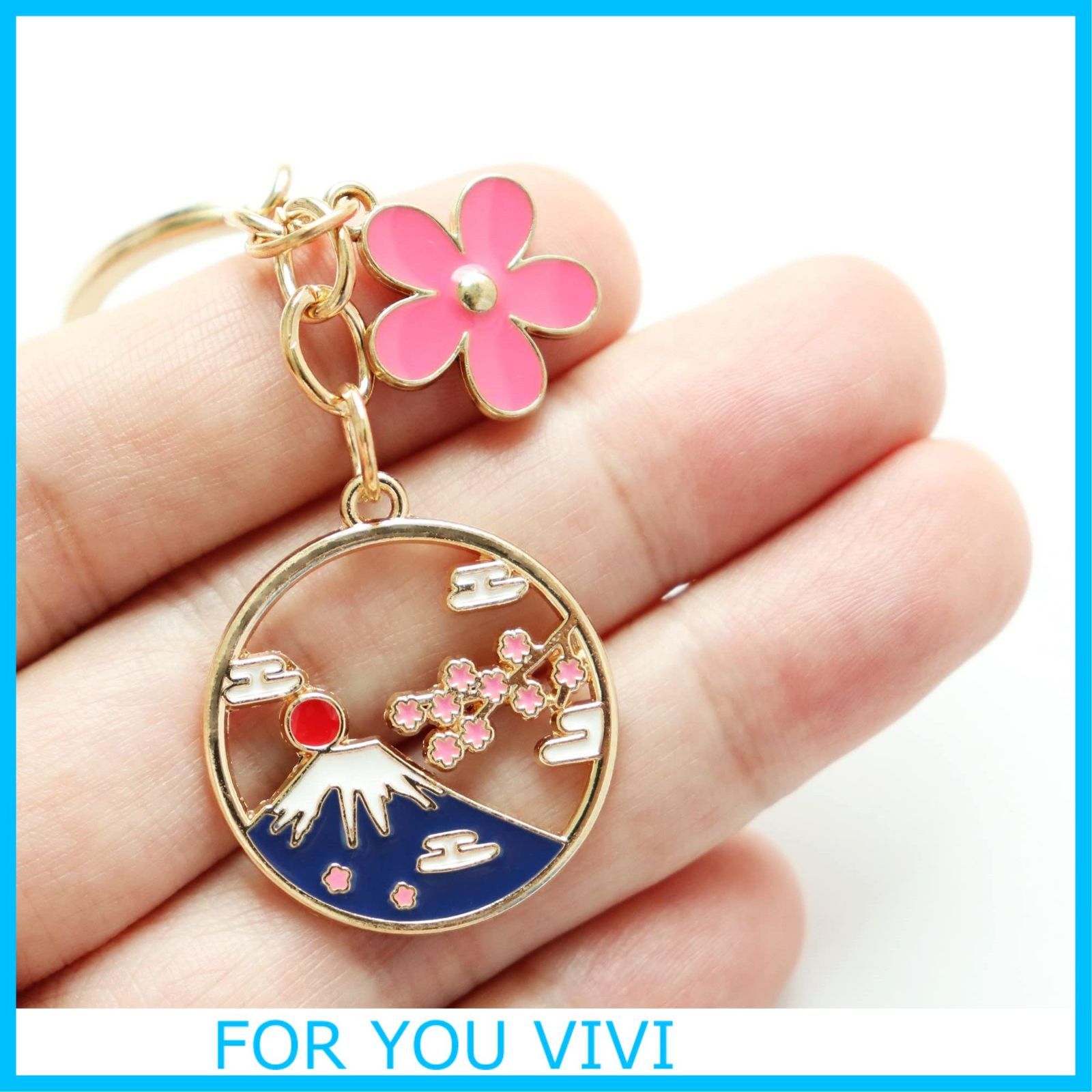 新着商品】[SunAge] キーホルダー 富士山と桜の花びら 合金製