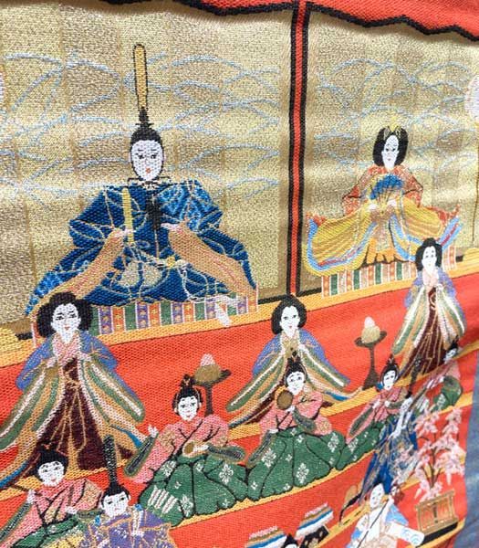 お雛様 飾り 掛け軸 ひな祭り タペストリー 桃の節句 初節句 雛人形 掛け軸 桃の節句 高級掛軸 五段飾り雛 尺三 幅44.5cm×高さ164cm 楽天