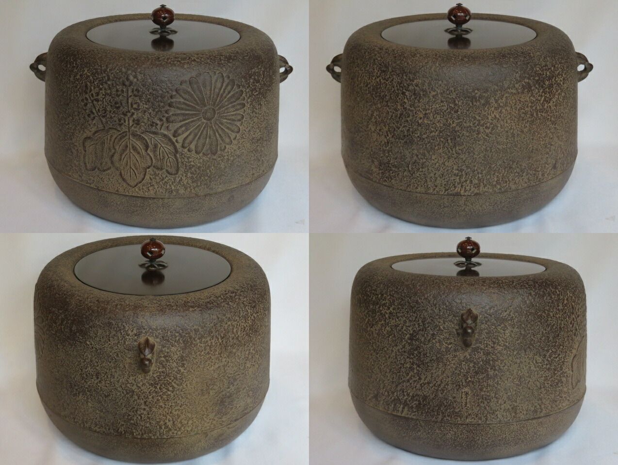 七月◇特売品）釜師 佐藤浄清作作 広口 政所釜 大炉 逆勝手 広口