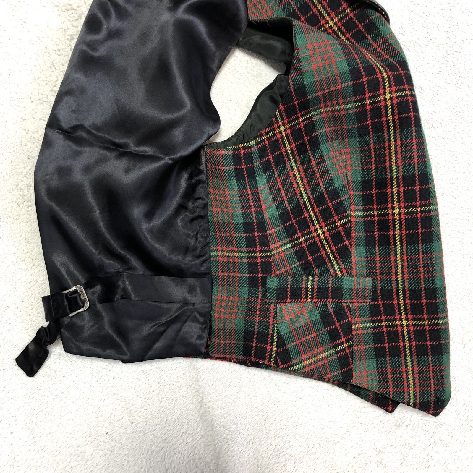 Ralph Lauren ジレ ベスト レザー切り替え タータンチェック柄 8