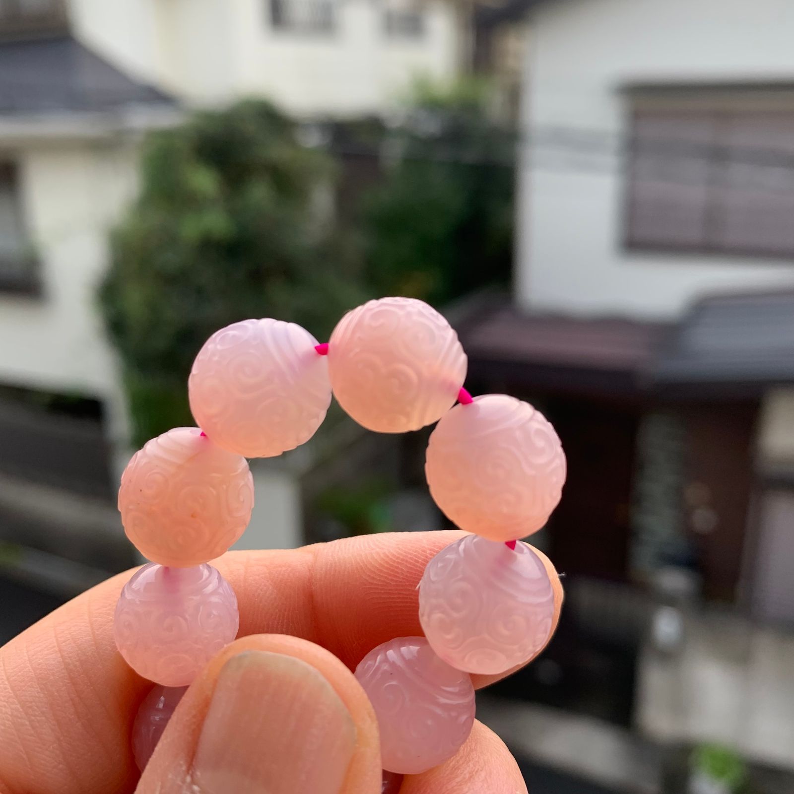 YJ1101A天然美品 ☆【塩源瑪瑙（メノウ）】☆回紋珠ブレスレット