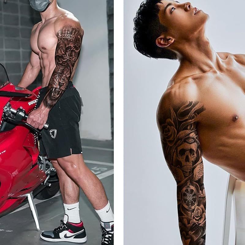 新品】 ANIUVOT タトゥーシール 特大 本物そっくり 肩から手首 メンズ