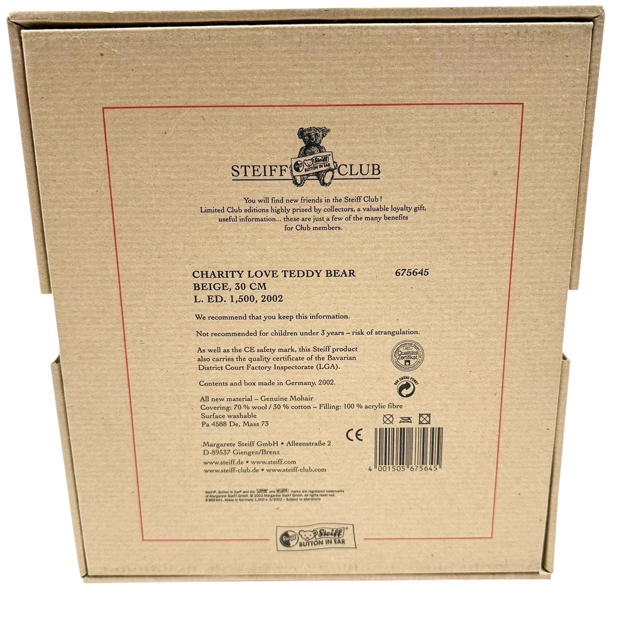 ☆未使用希少品!! steiff チャリティー ラブ テディベア 100周年限定 ☆未使用品 希少品!! steiff シュタイフ チャリティー ラブ テディベア