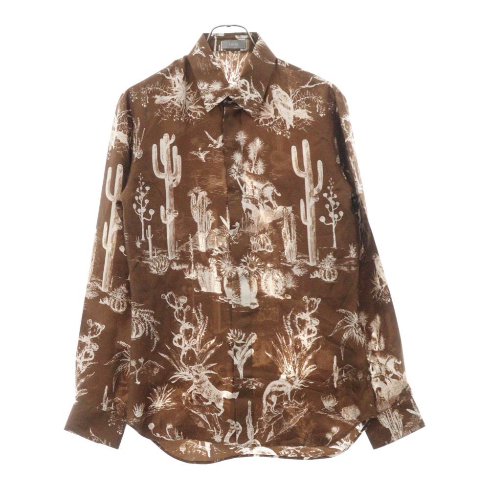 Christian Dior (クリスチャンディオール) 22SS ×Cactus Jack Shirt ×カクタスジャック シルク長袖シャツ 013C502A5529 ブラウン