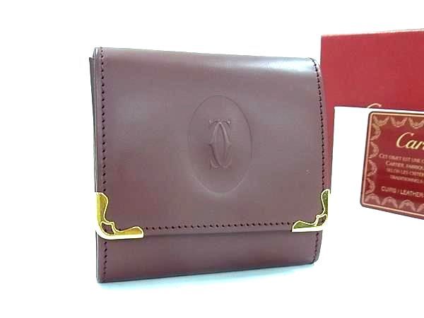 Cartier カルティエ マストライン レザー コインケース コインパース 小銭入れ マルチケース ボルドー系 FQ2326