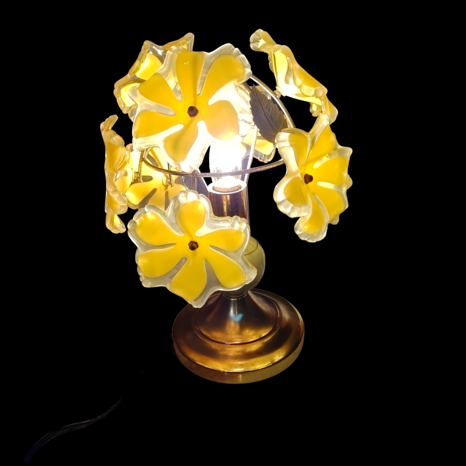 カフェオレボウル 黄色い花 フランスアンティーク 可愛いフラワー デッドストック 食器