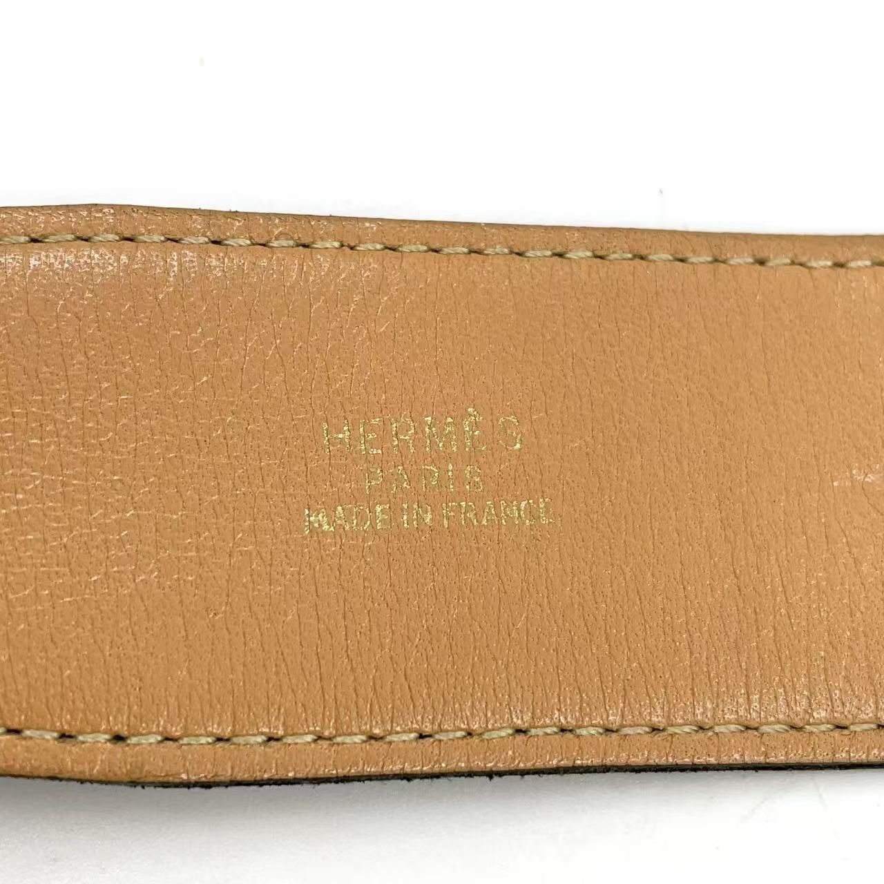 HERMES Hロゴ V刻印 レザー ブラック ベルト ゴールド - メルカリ
