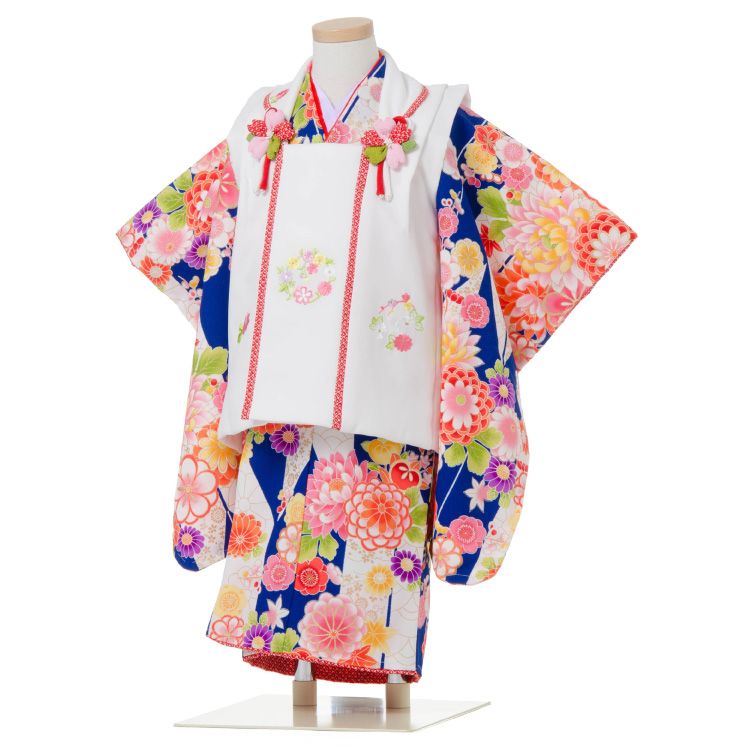 【ほぼ未使用】京都花ひめ 七五三 3歳女の子 着物被布セット 紫 七五三 着物 3歳 被布セット 女の子 京都花ひめ 鈴4 白の着物 ピンクの