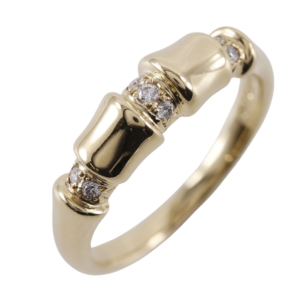MIKIMOTO ミキモト バンブー K18イエローゴールド×ダイヤモンド 19号 0.08 レディース 6.1g リング 指輪