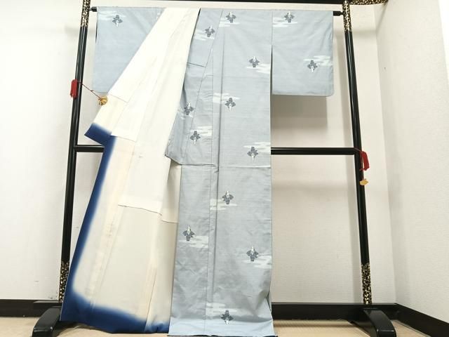 平和屋着物○本場大島紬 白大島 訪問着 作家物 霞文 正絹 逸品