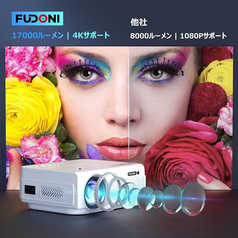 2024技術革新版先行発売!】FUDONI プロジェクター 小型 フルHD1080P 4K対応 100