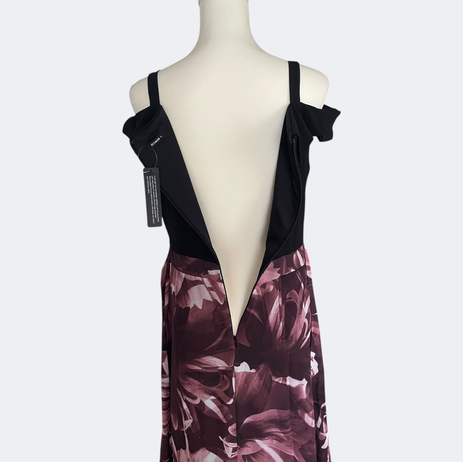  ROMANローマン 異素材ドッキングワンピース パープルシフォンアシメトリードレス L-XLサイズ パーティードレス ドレス ブライダル