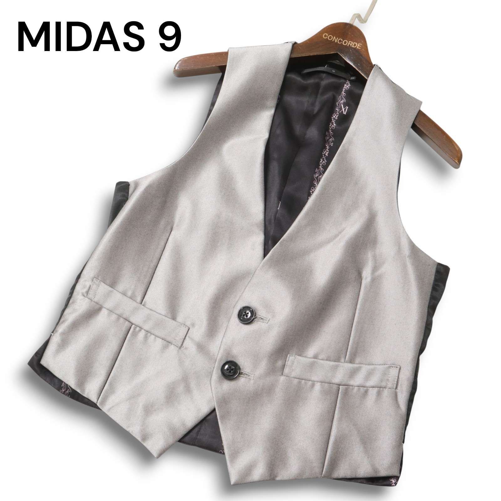 MIDAS 9 ミダス ナイン 通年☆ 光沢 切替 ベスト ジレ Sz.44 メンズ 