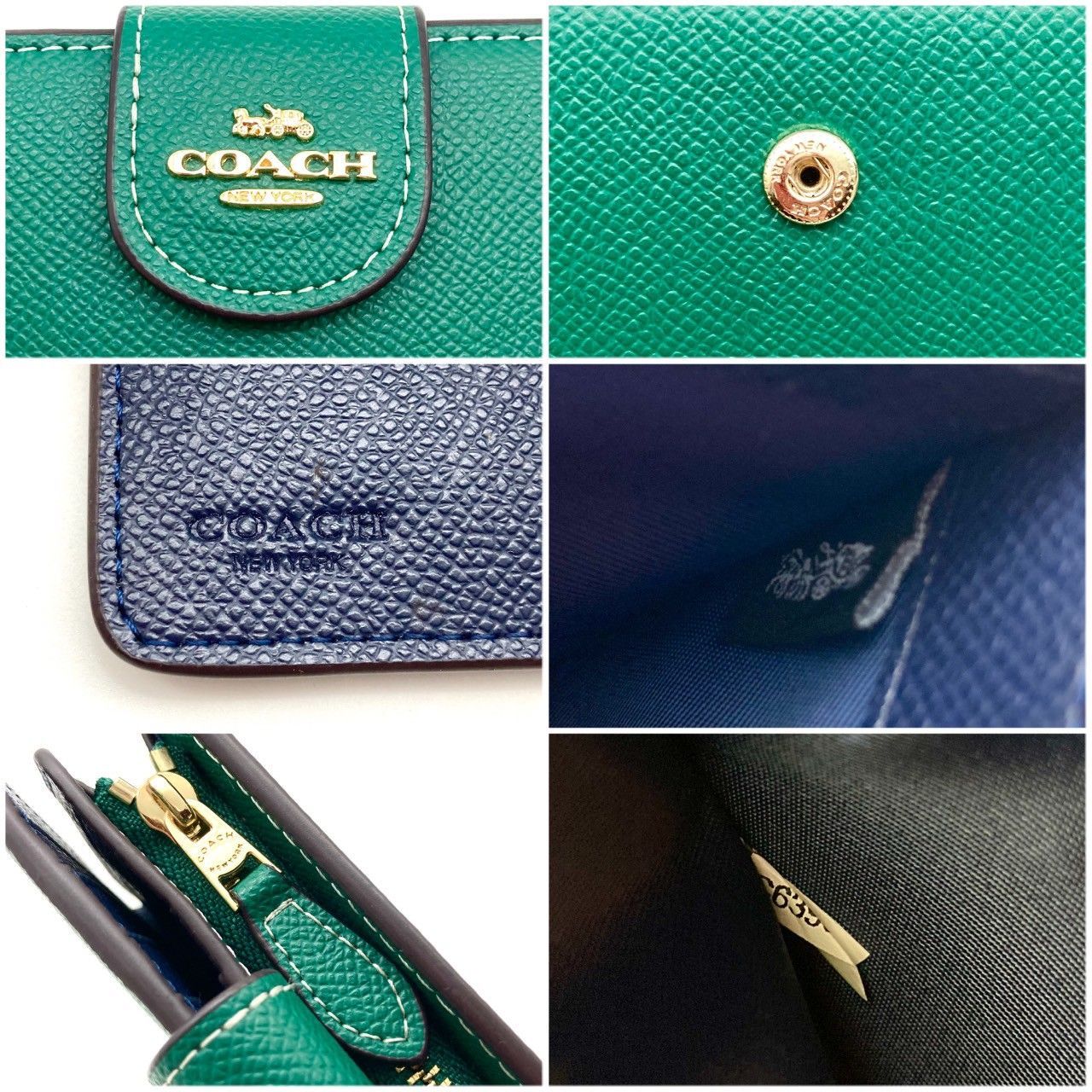 コーチ 二つ折り財布 折り財布 短財布 レザー グリーン 保管品 70908 コーチ 二つ折り財布 折り財布 短財布 レザー グリーン 保管品 70908