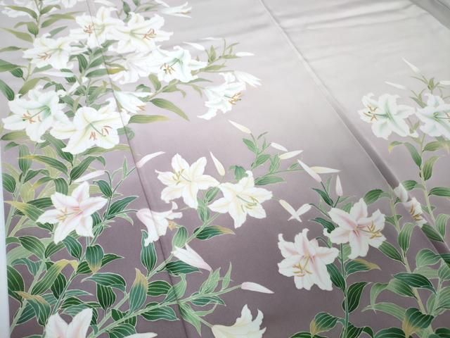 平和屋本店□極上 名門染元 秀美 十日町友禅 訪問着 草花文 藍