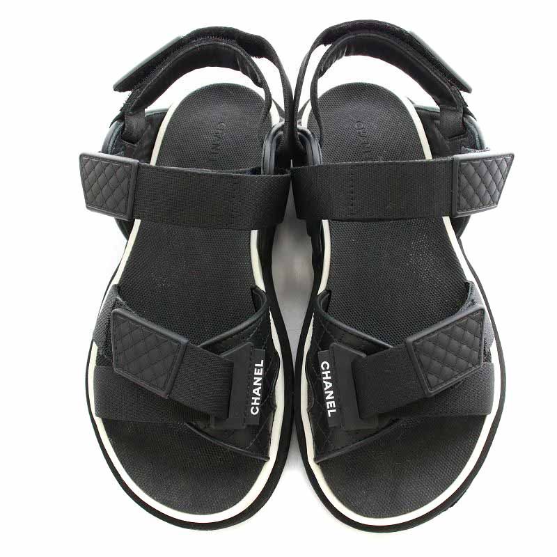CHANEL ブラック キルティング サンダル37