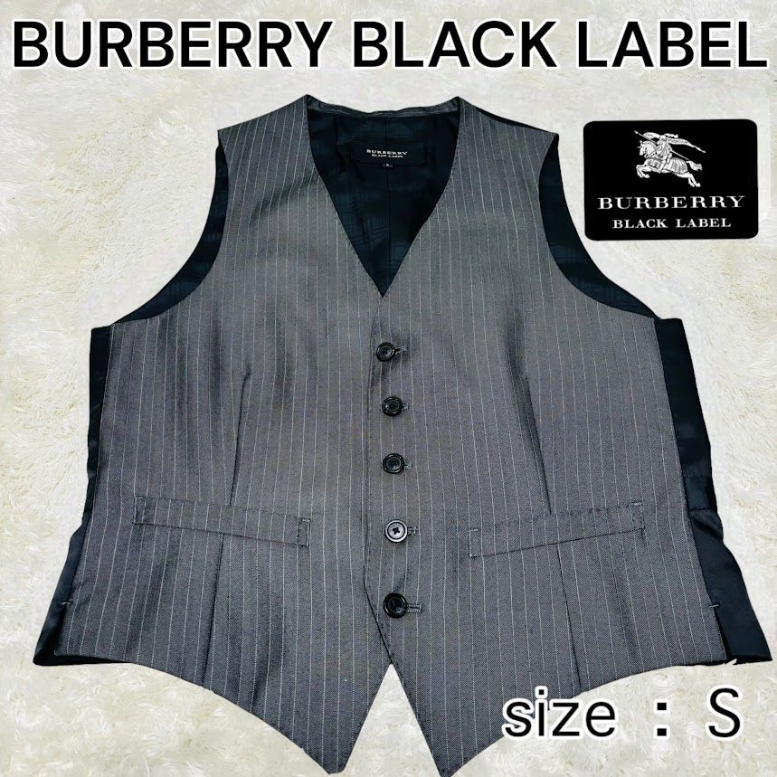 BURBERRY BLACK LABEL バーバリーブラックレーベル ストライプ スーツベスト ジレ ストライプ グレー シルバー スーツ 3ピース