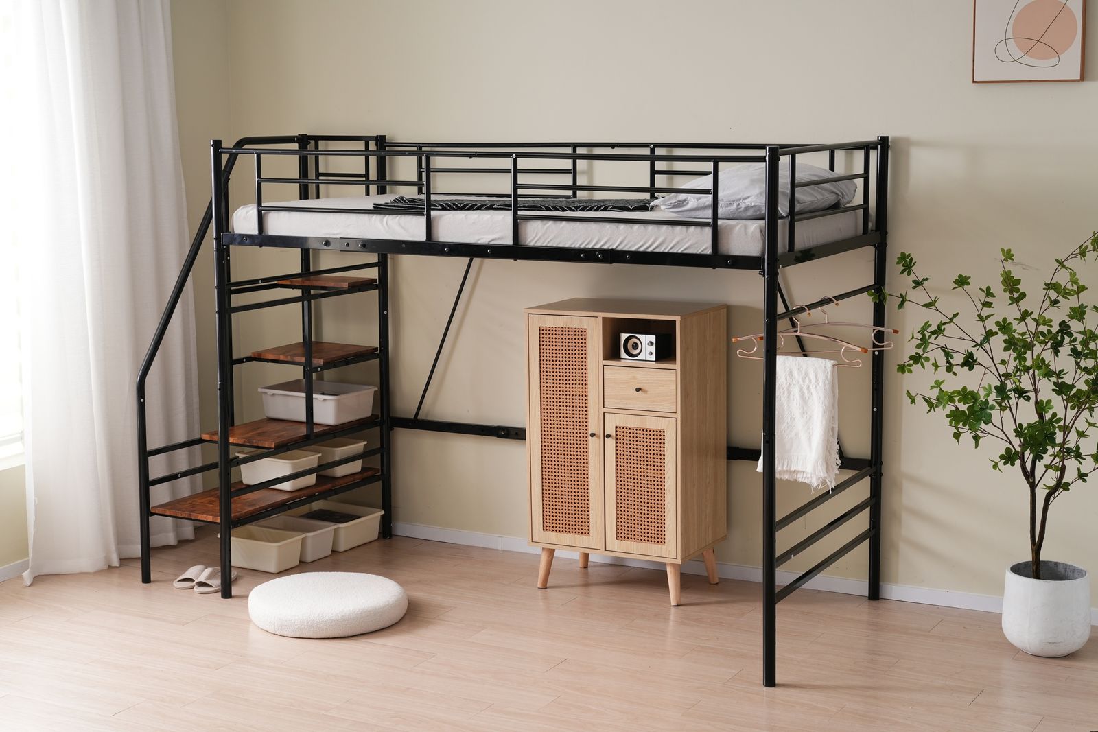 赤字セール！ 階段付きロフトベッド パイプベッド（S）北欧風 おしゃれBLACK 楽天市場】【本日限定☆全品5%クーポン!】ロフトベッド パイプベッド