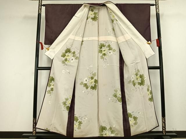 平和屋着物▽小紋　無双　紗袷　紗×絽　手描き　草花文　正絹　逸品　AAAV8399fy 平和屋着物▽小紋 無双 紗袷 紗×絽 手描き 草花文 正絹 逸品