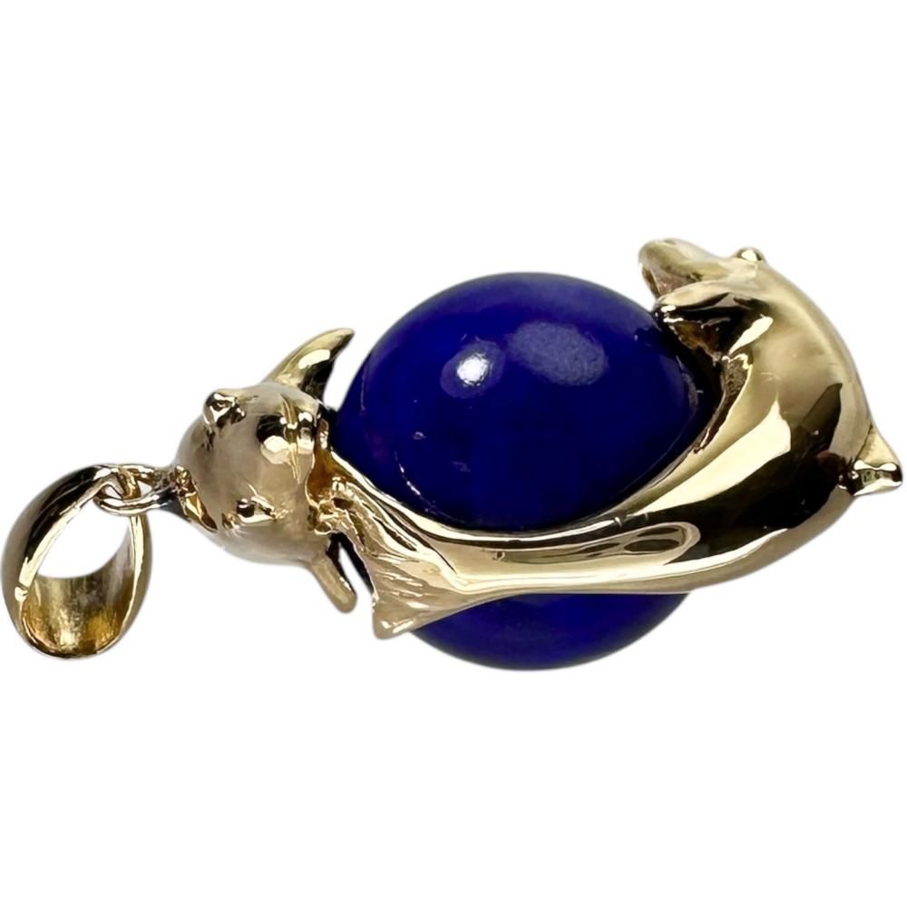 イルカデザイン ラピスラズリ ペンダントトップ K18ゴールド 18金 6.8g