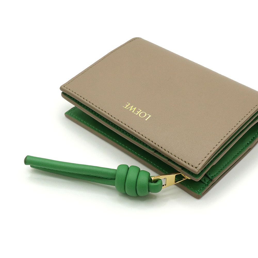 ◆LOEWE NEW◆ノット レザー ウォレット/SAND＆TROPICAL GREEN◆ Loewe - Puzzle Sand & Tropical Green Coin Cardholder