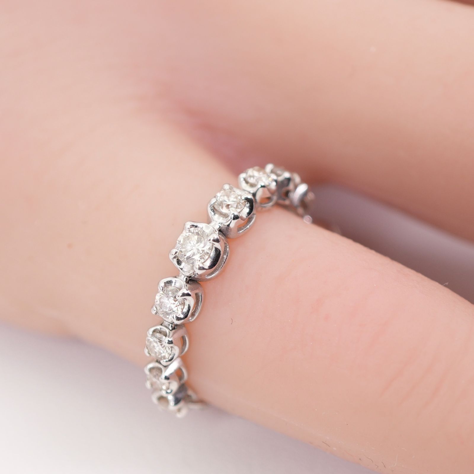 リング K18WG ダイヤモンド 0.40ct チェーン ハーフエタニティ  