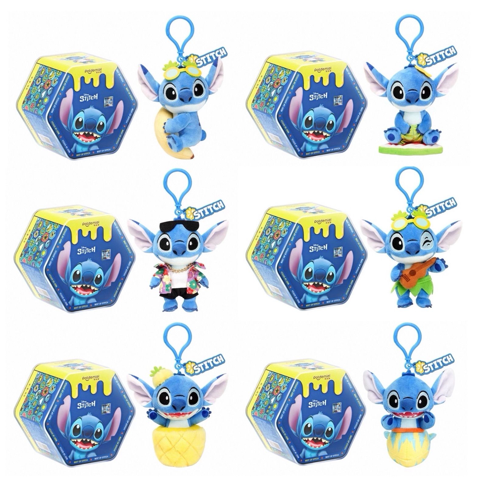 6点 ｜ Disney x Potdemiel メイソウ Stitch スティッチ 乐在其中” 楽しみ” 中国 キーホルダー キーリング ペンダント ブラインドボックス 置物 モデル 全種類 blue 6点