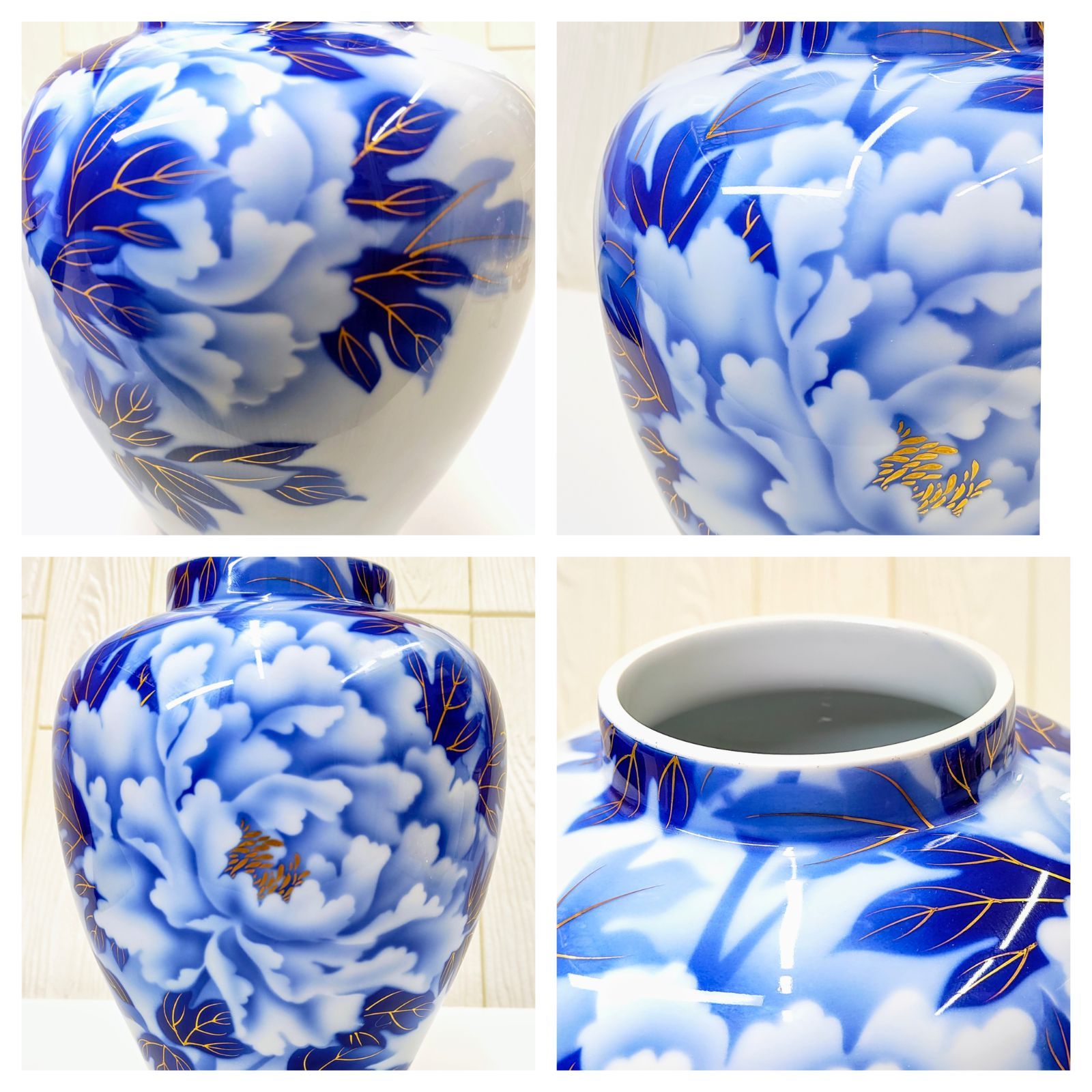 美品】有田焼 ARITA YAKI 深川製磁 FUKAGAWA 牡丹 花瓶 生花 伝統工芸