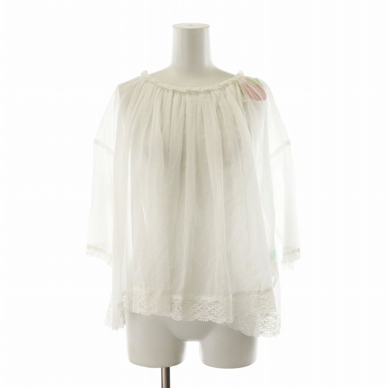フランシュリッペ franche lippee タグ付き シャツ ブラウス 半袖 レース M 白 ホワイト /NQ