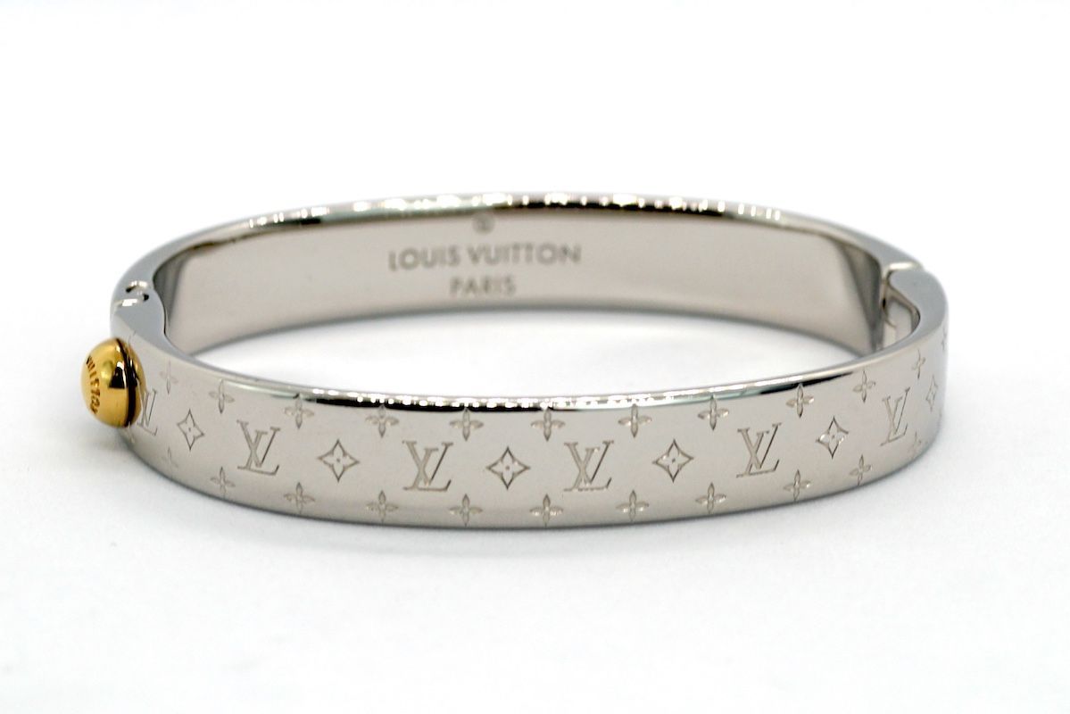 ヴィトン　バングル LOUIS VUITTON ルイヴィトン カフ ナノグラム LV シルバー
